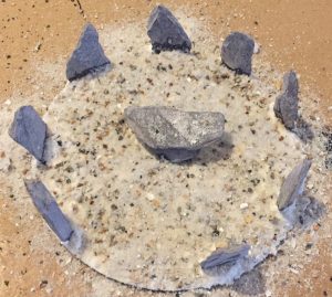 stone circle for wargaming - applying sand and small stones