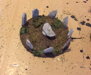 stone circle for wargaming - applying flock